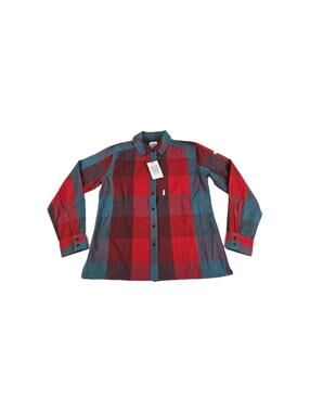 Topo Designs women's long sleeve Size M Red plaid snap button front shirt